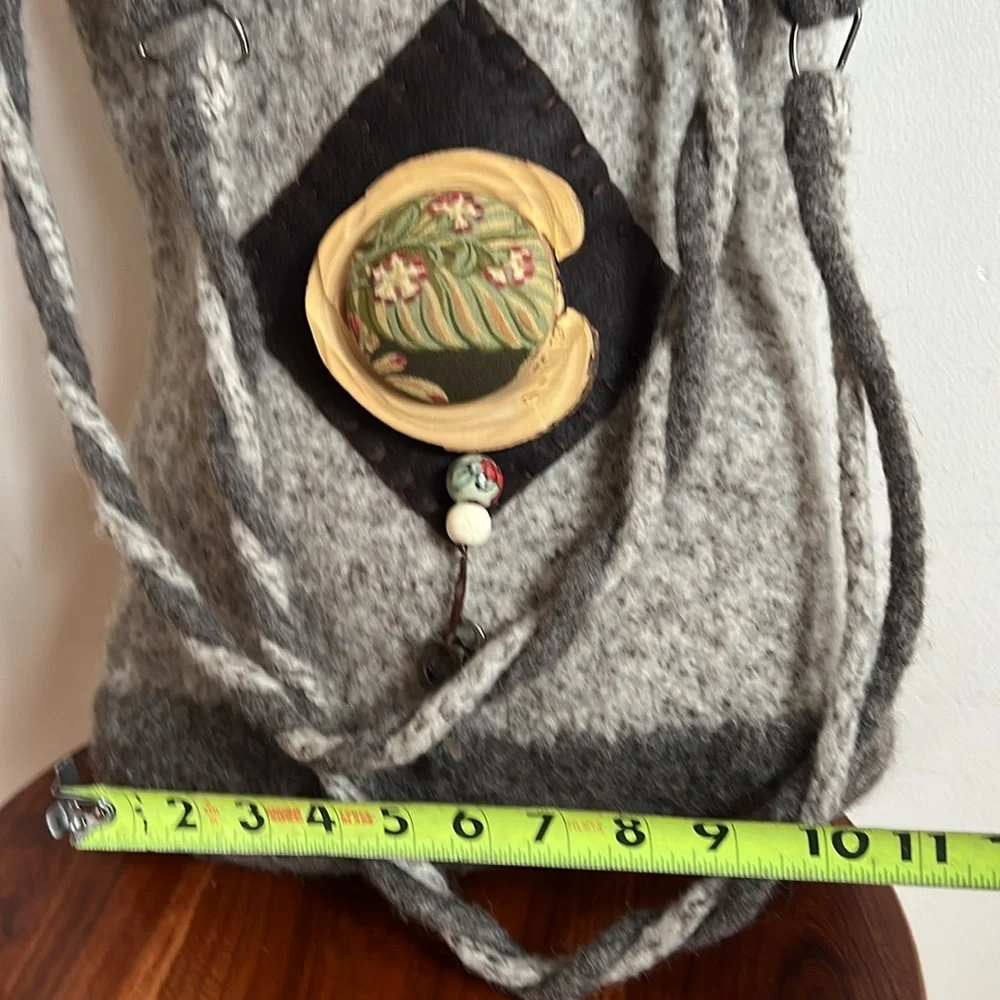 Artisan felted woolen tote with braided straps, one of a kind NWOT